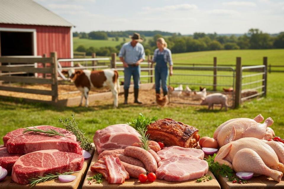 Différences entre la viande bovine, la viande porcine et la viande de poulet provenant de l'éleveur