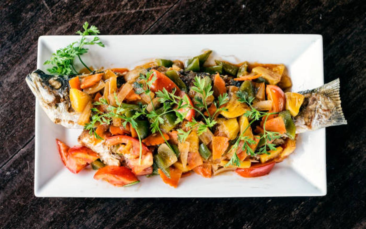 Couvert hondshaai met courgette en krielaardappeltjes