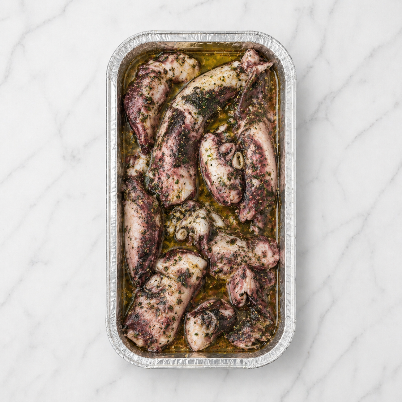 Octopus tentakels Noordzee in zachte kruidenmarinade